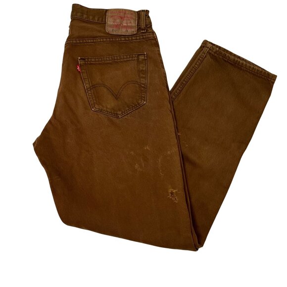 VTG Levis 550 Mens Relaxed Fit Brown Denim Jeans 34 X 32 Made USA 100% Cotton - Picture 1 of 11